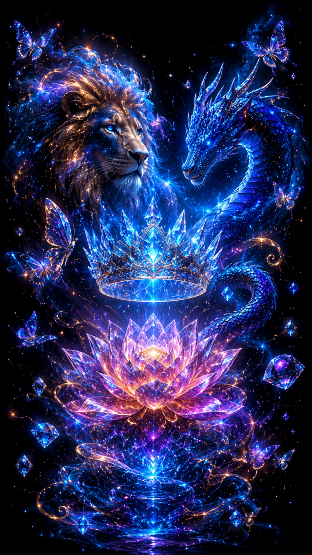Cosmic Lion, Dragon and Lotus Bowl