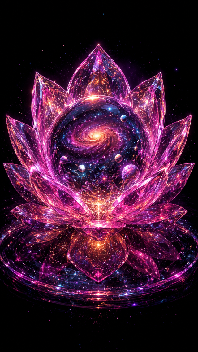 Pink Lotus Glowing in a Galaxy