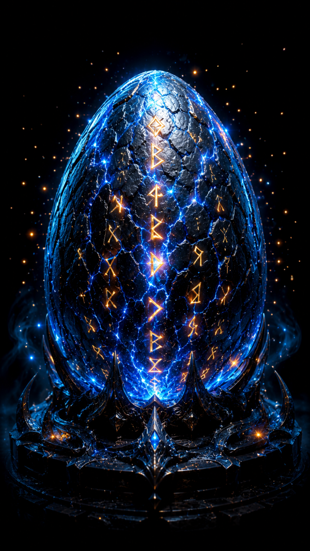 Glowing Runic Egg in the Dark
