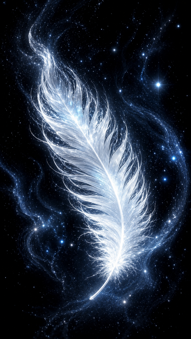 White Feather on a Black Background