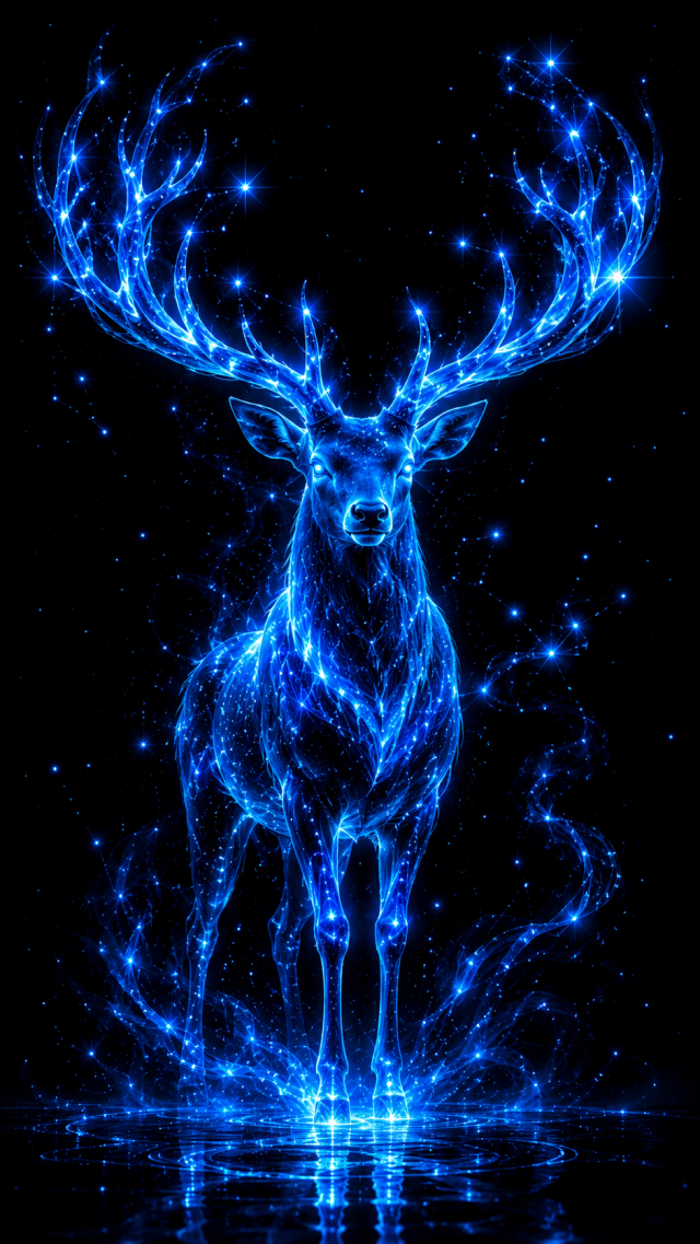 Blue Stag with Cosmic Antlers