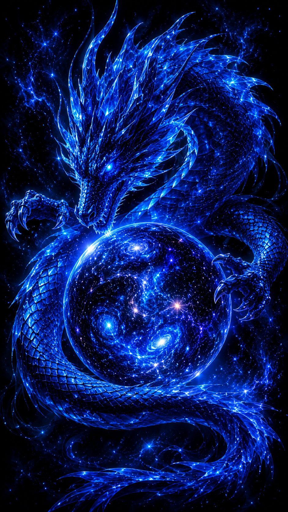 Blue Dragon Wrapped in a Galaxy