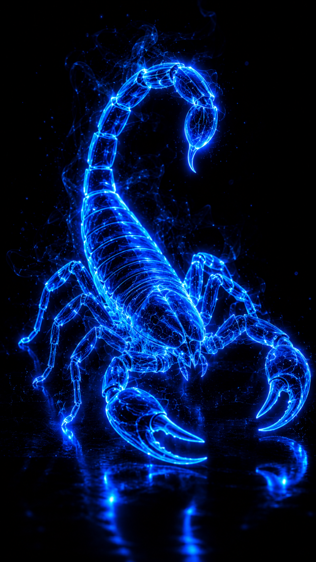 Blue Scorpion on Black
