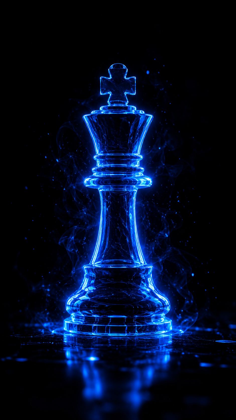 Chess King Glowing in Blue