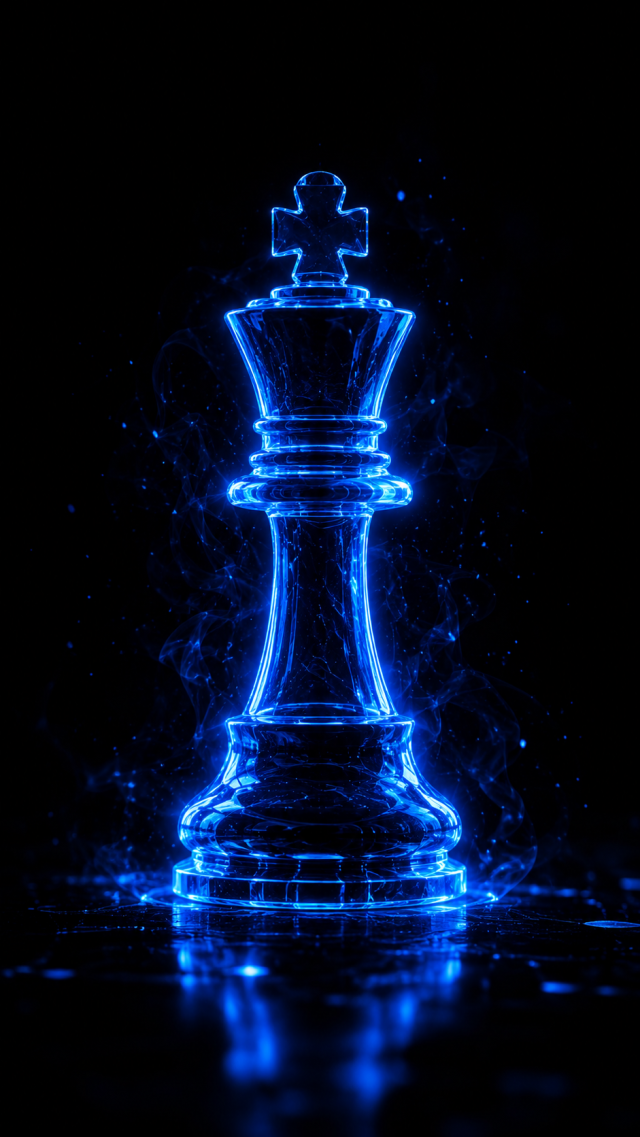 Chess King Glowing in Blue