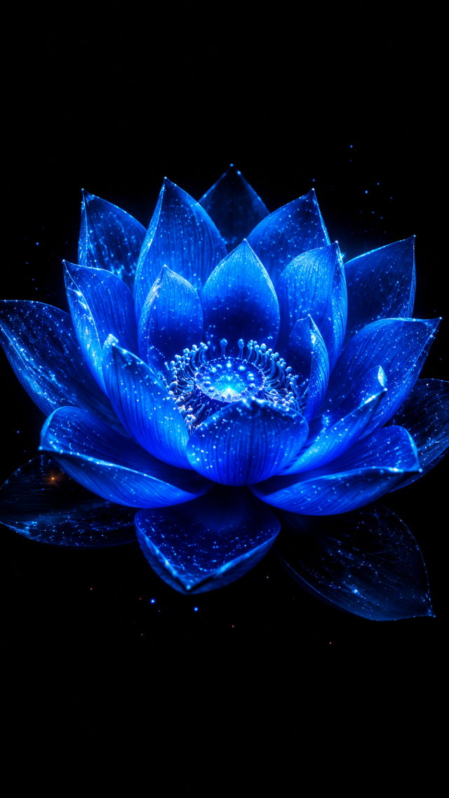 Blue Lotus Flower on Black