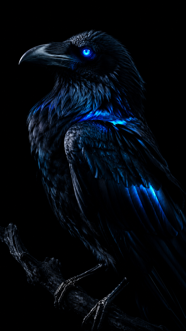 Dark Raven with Blue Highlights