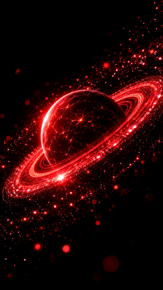 Red Planet and Glowing Rings