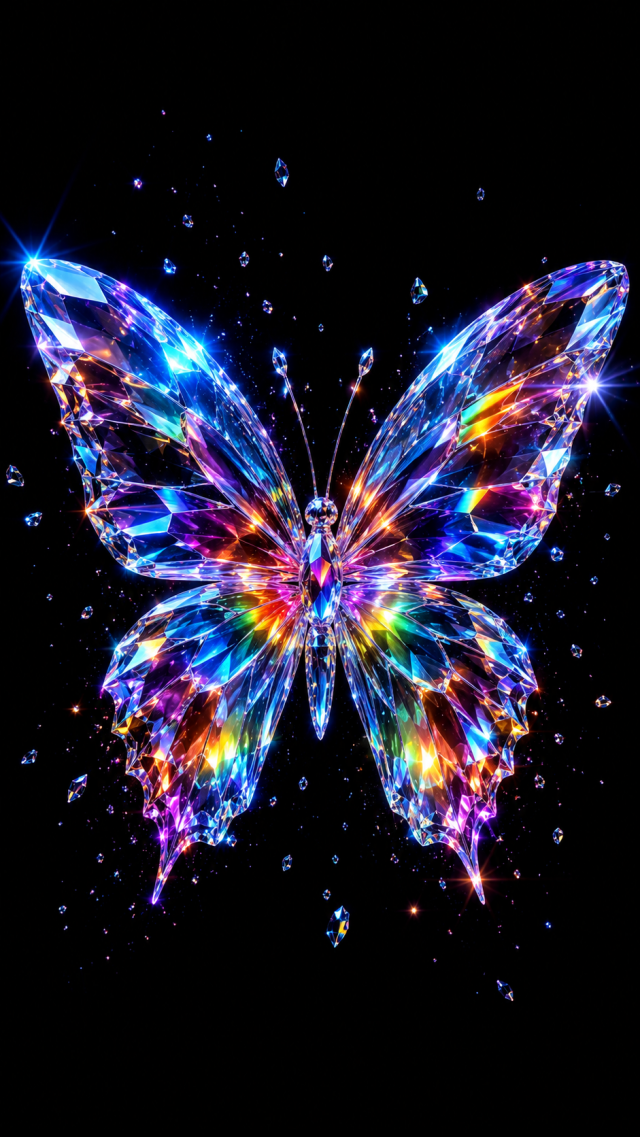 Crystal Butterfly with Blue Light