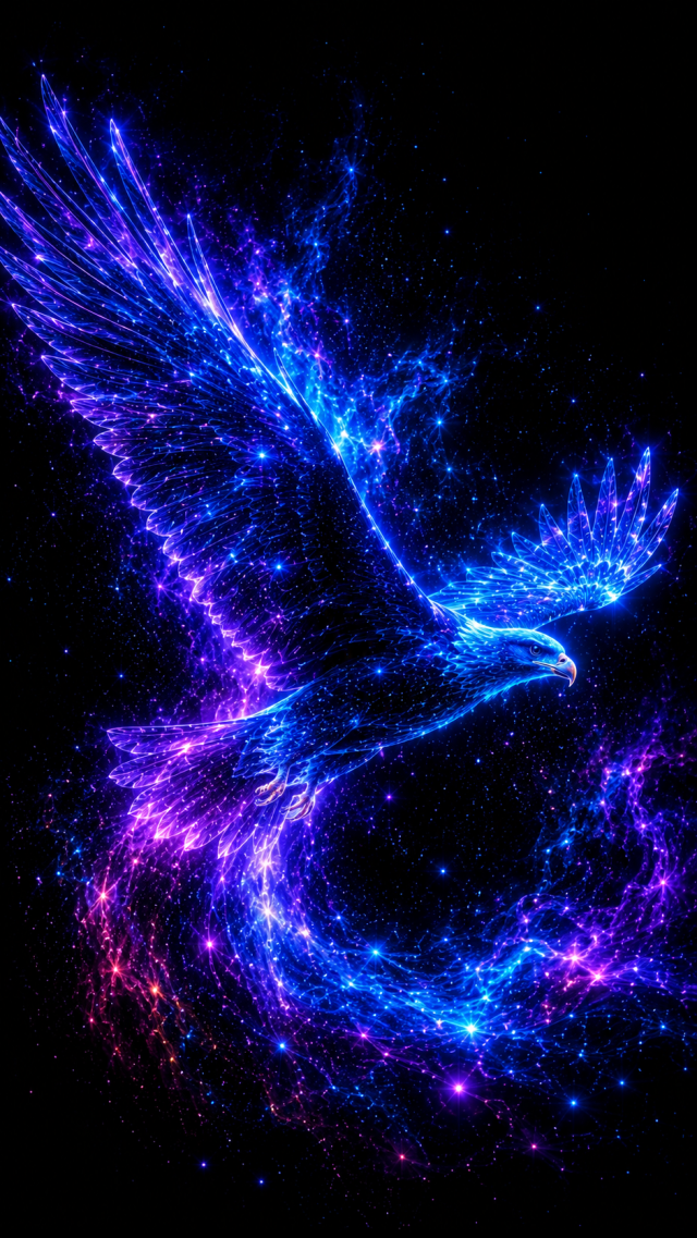Cosmic Eagle in Blue Stars