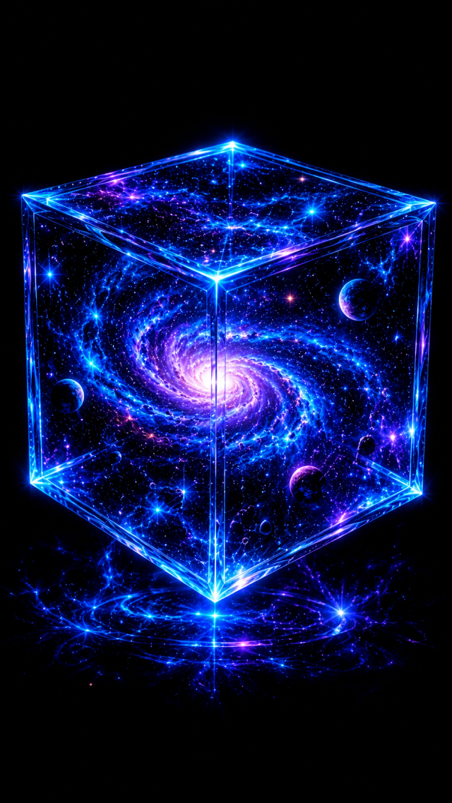 Blue Galaxy Cube on Black