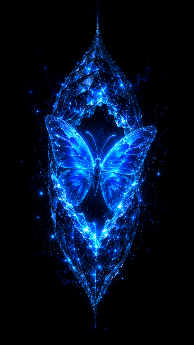 Butterfly Inside a Glowing Leaf