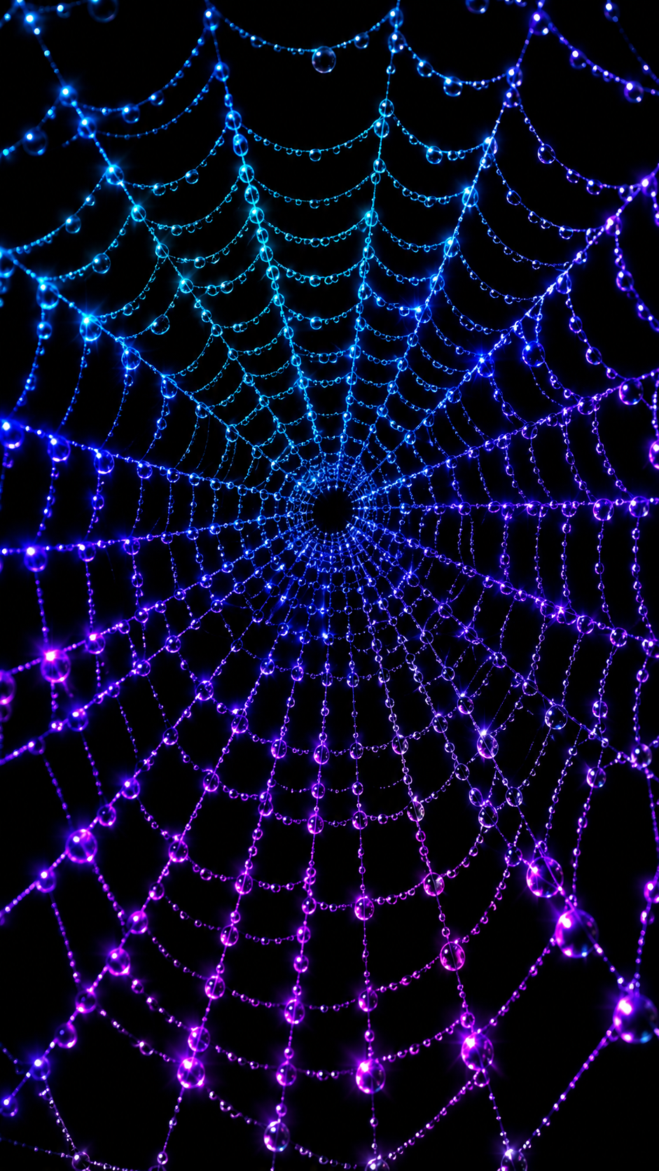 Purple Spider Web in the Dark
