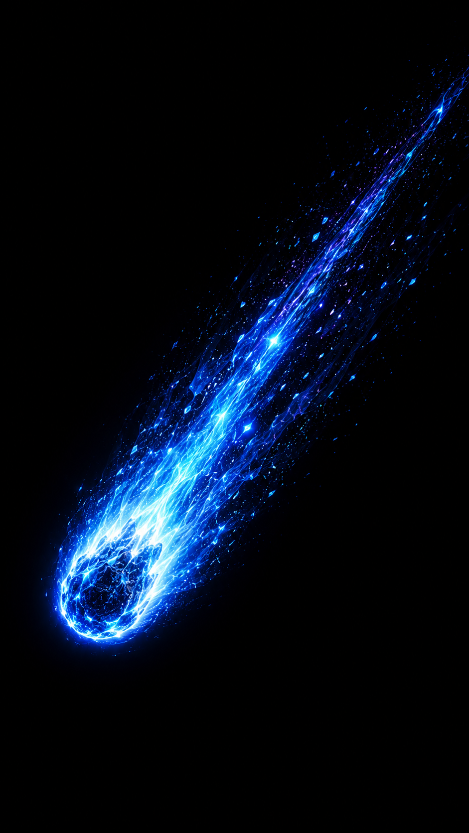 Blue Comet Streaking Through Darkness