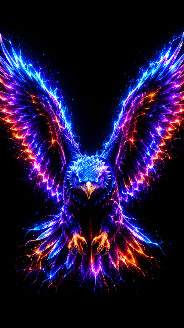 Fiery Eagle Rising From Darkness