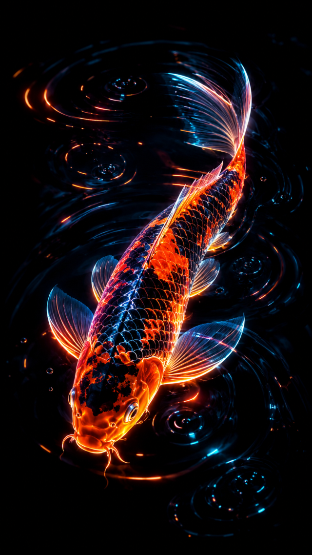 Koi Fish with Glowing Water
