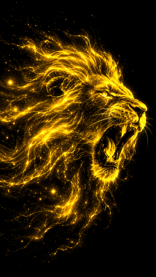 Golden Lion on Black
