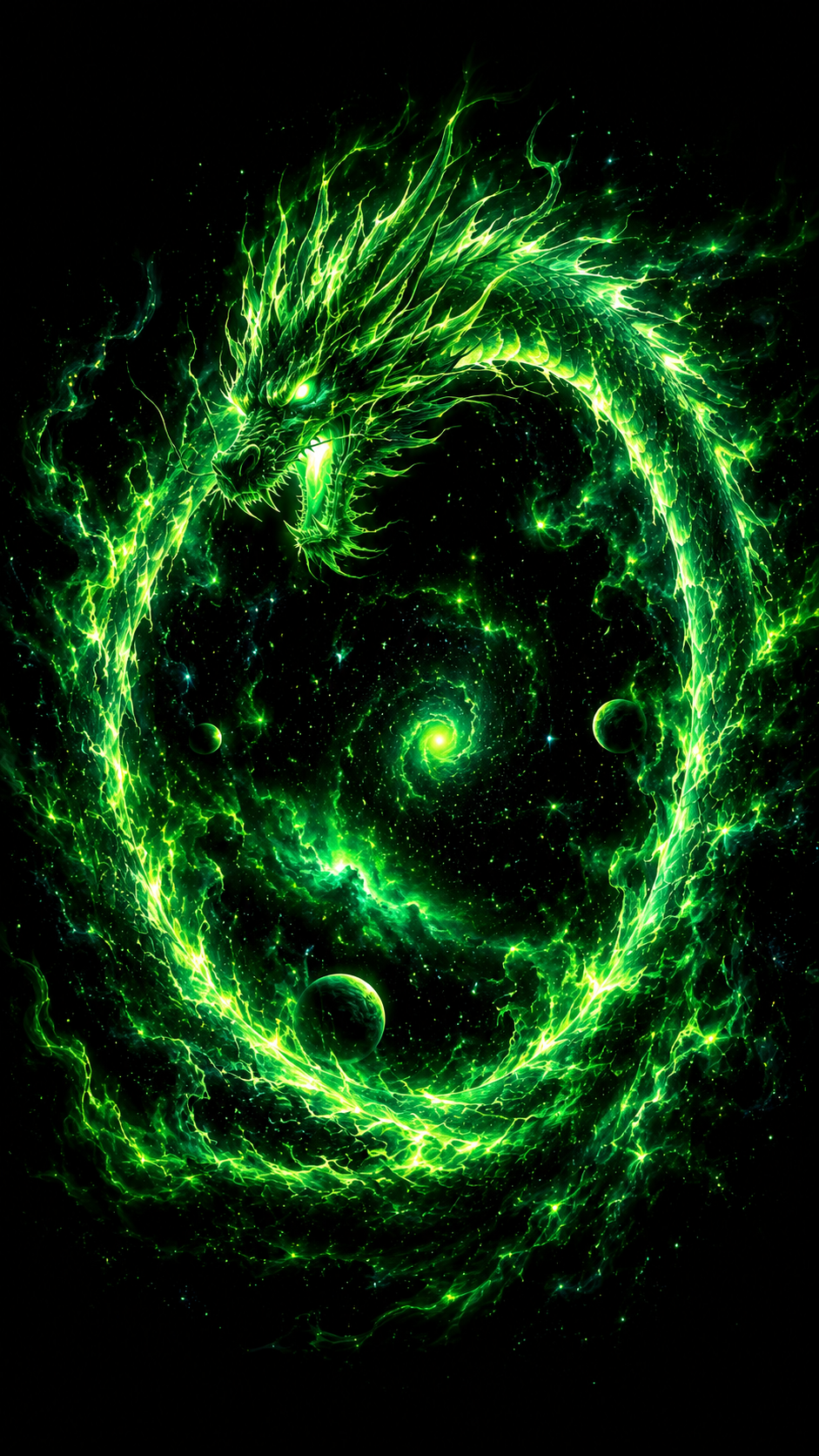 Green Dragon Ring on Black