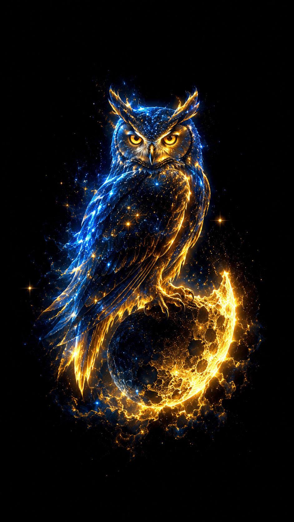 Owl in Dark Blue Light