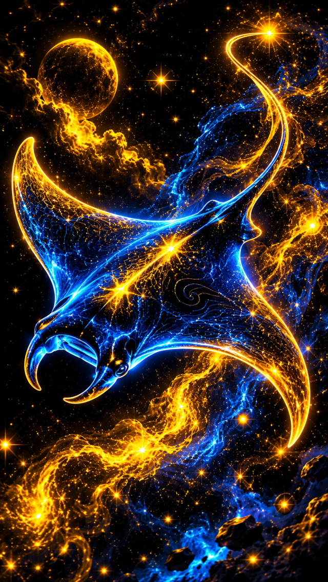 Manta Ray in Cosmic Blue Water