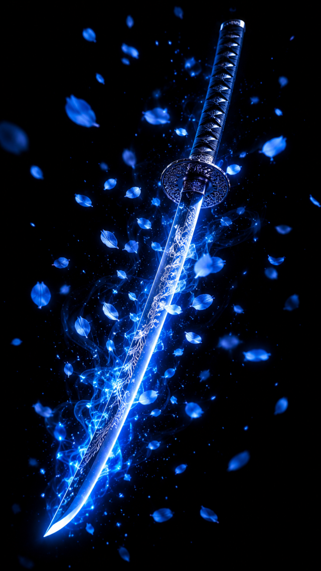 Katana Sword with Blue Light