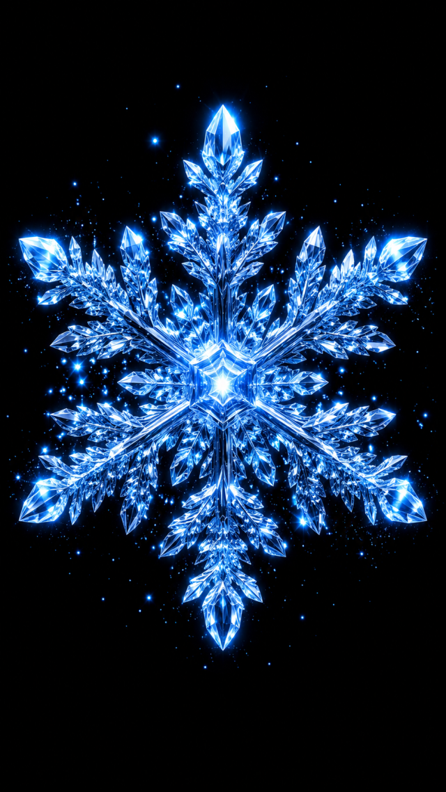 Blue Snowflake on Black