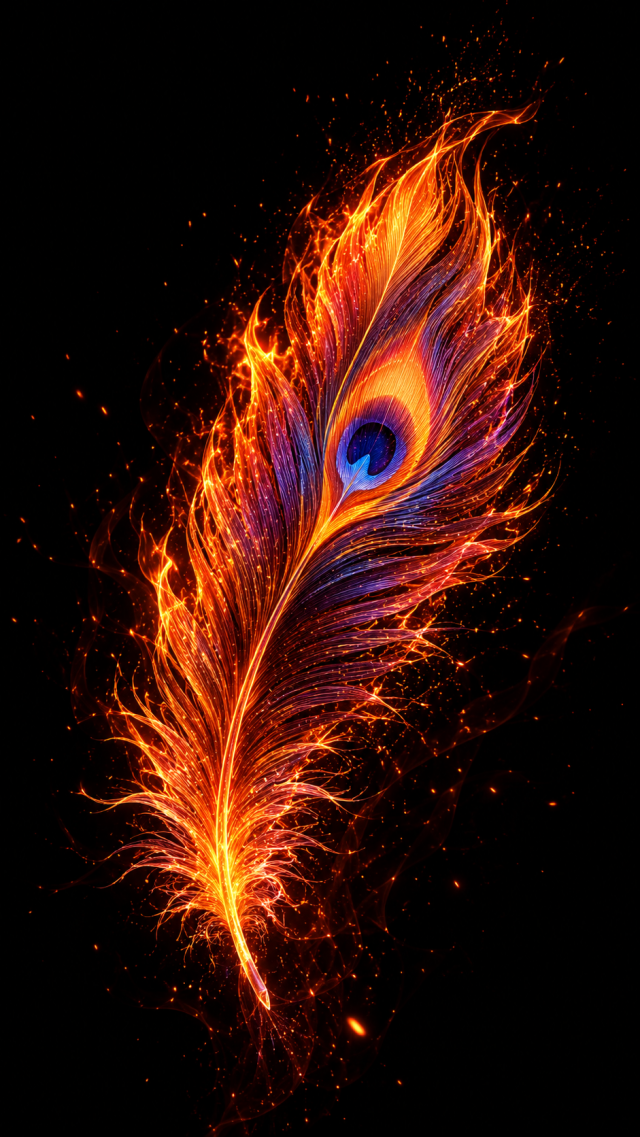 Orange Feather on Black