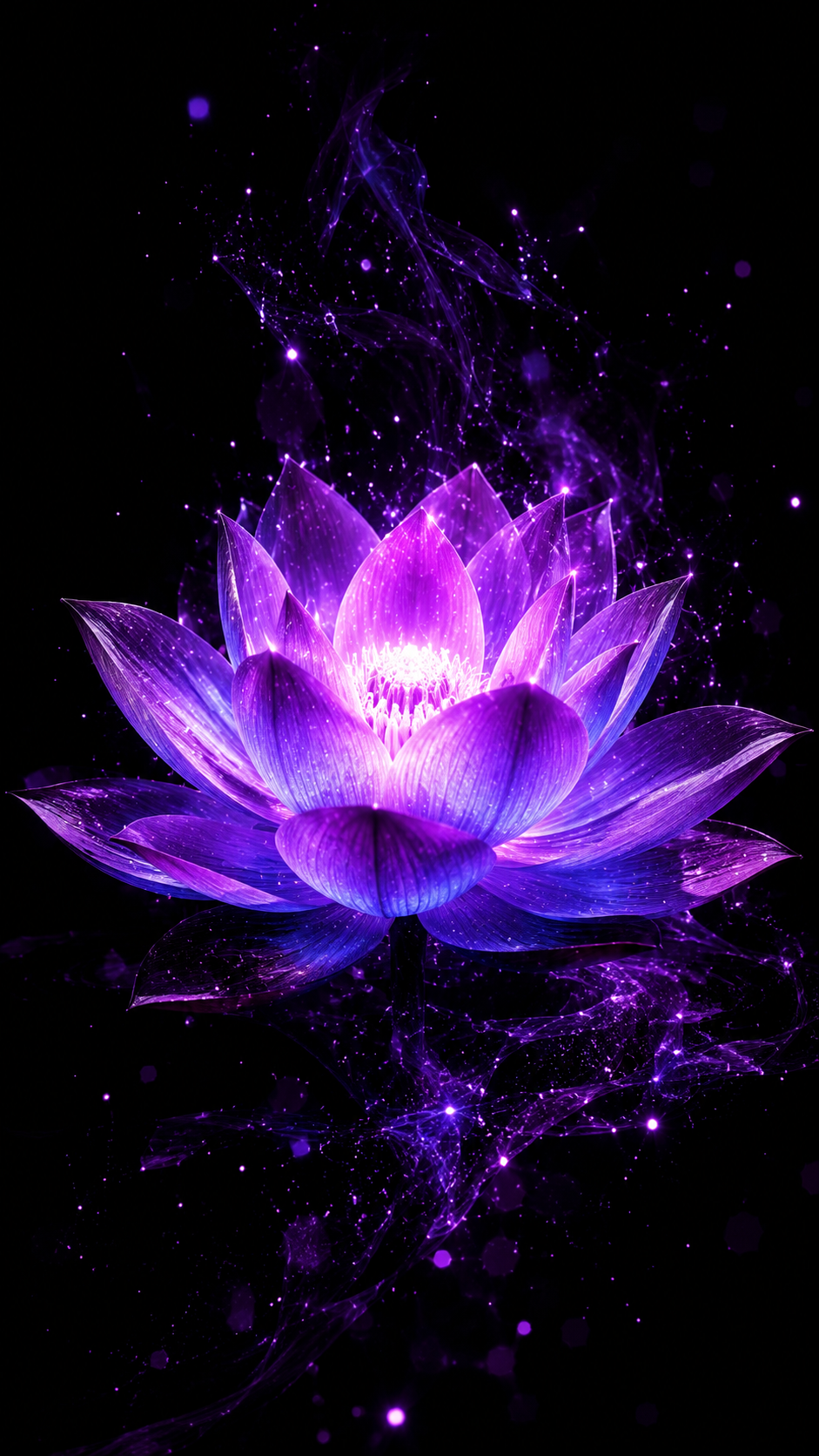 Purple Lotus Flower on Black
