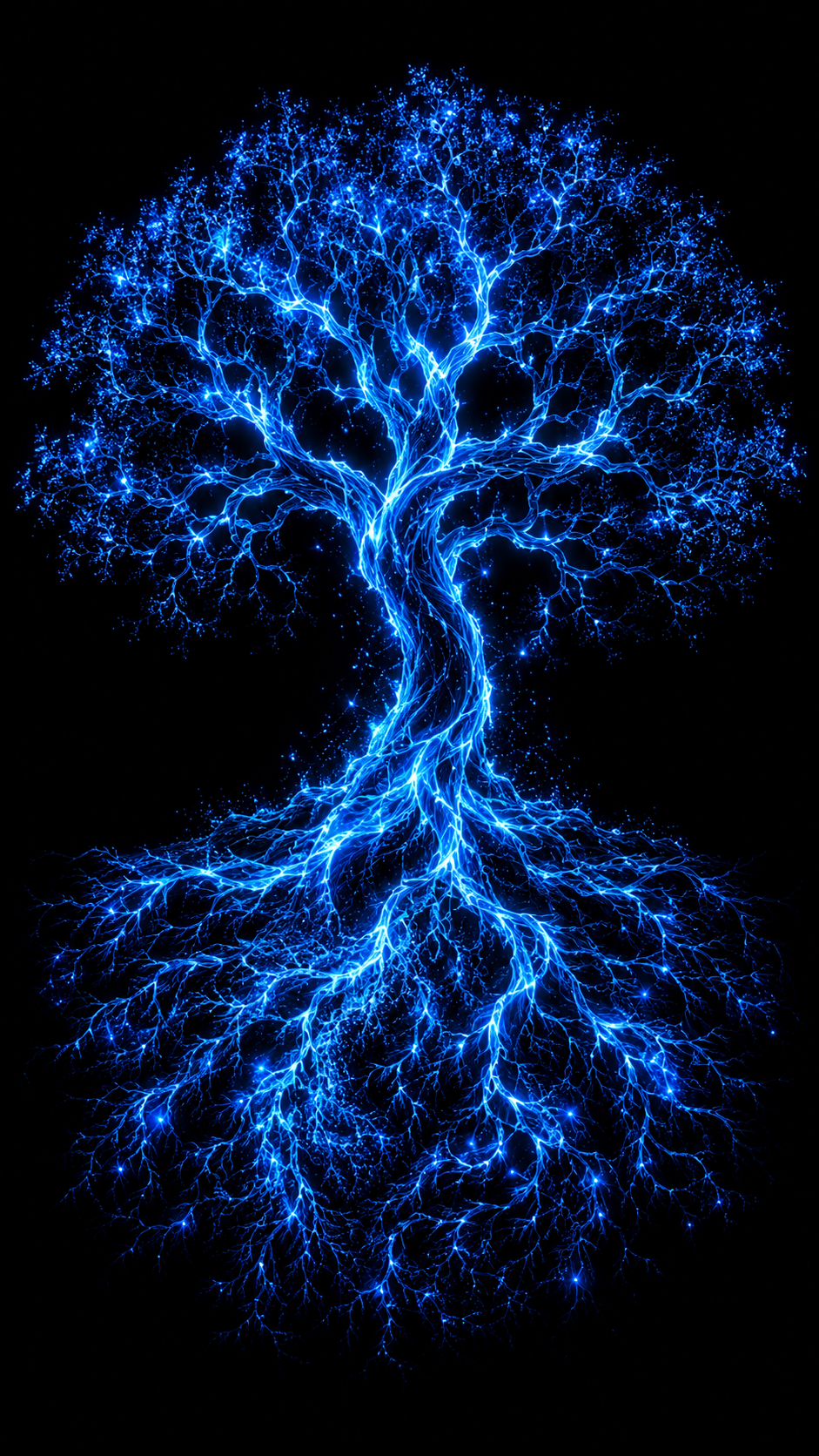 Blue Tree with Glowing Roots