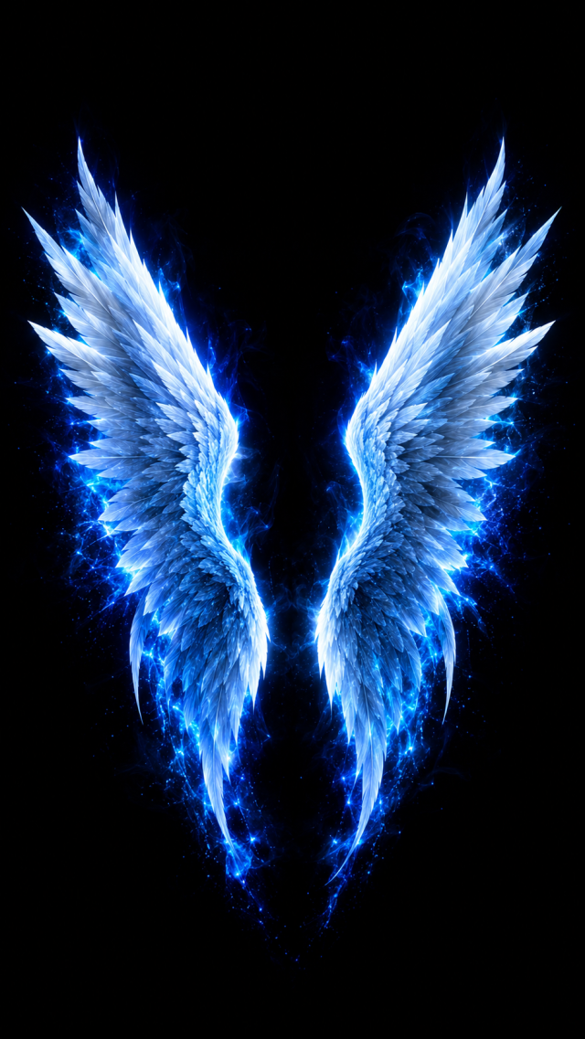 Angel Wings Glowing on Black