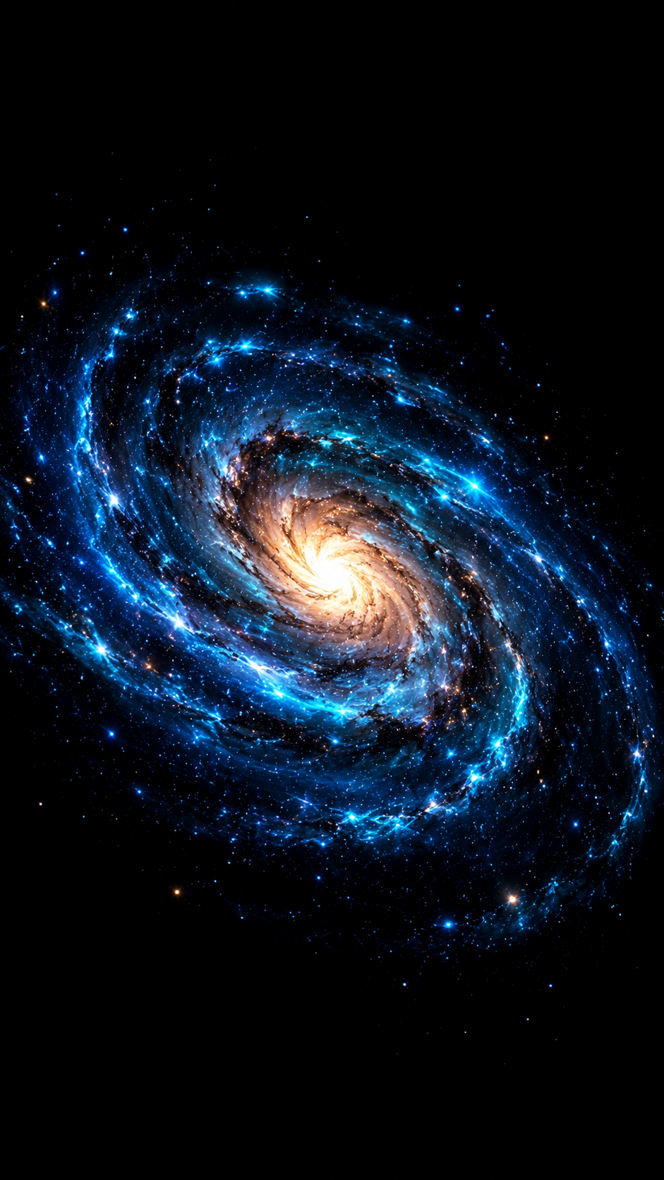 Blue Spiral Galaxy on Black