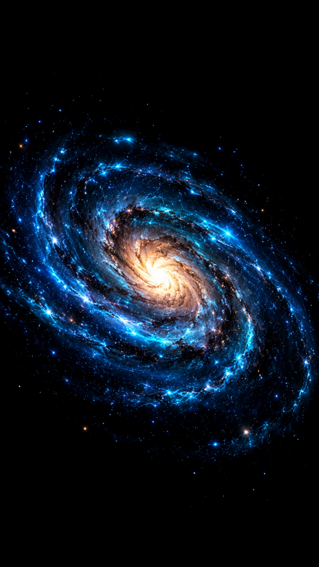 Blue Spiral Galaxy on Black