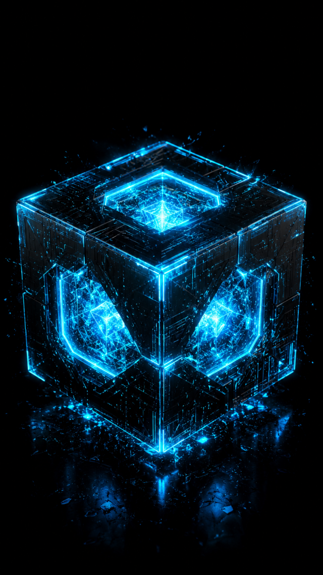 Glowing Cube in Deep Space