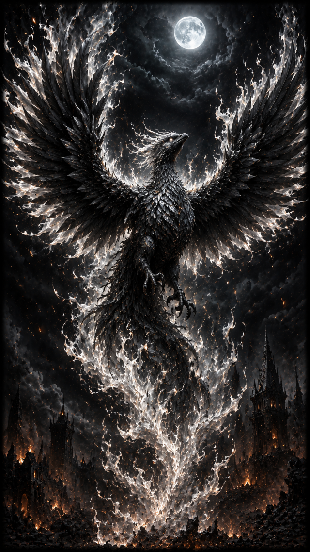 Black Phoenix under Moonlight