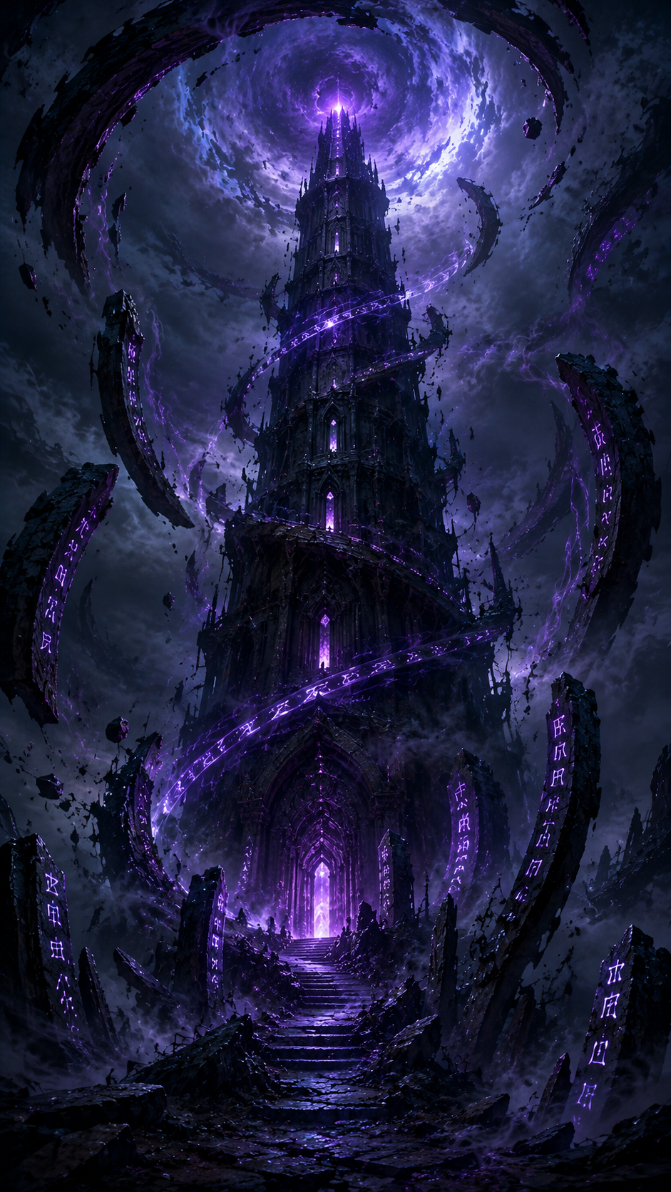 Tower Wrapped by Purple Shadow Energy