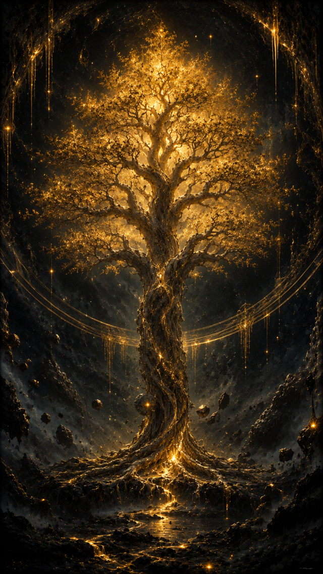 Golden Ancient World Tree