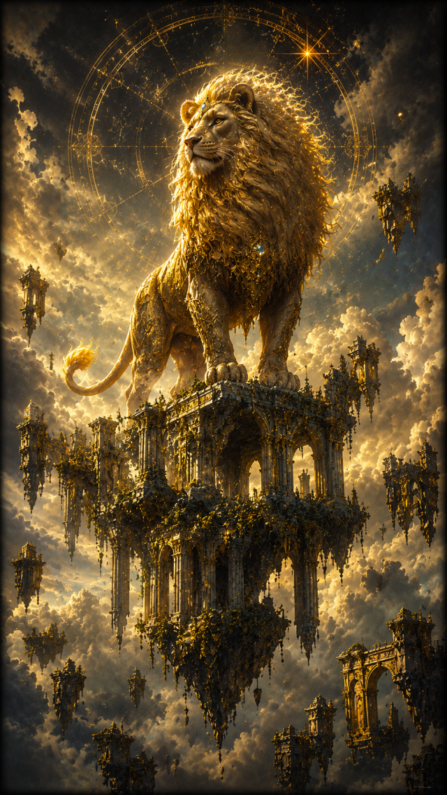 Golden Lion On Floating Ruins