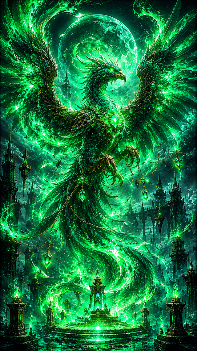 Green Phoenix Rising over Emerald Castle