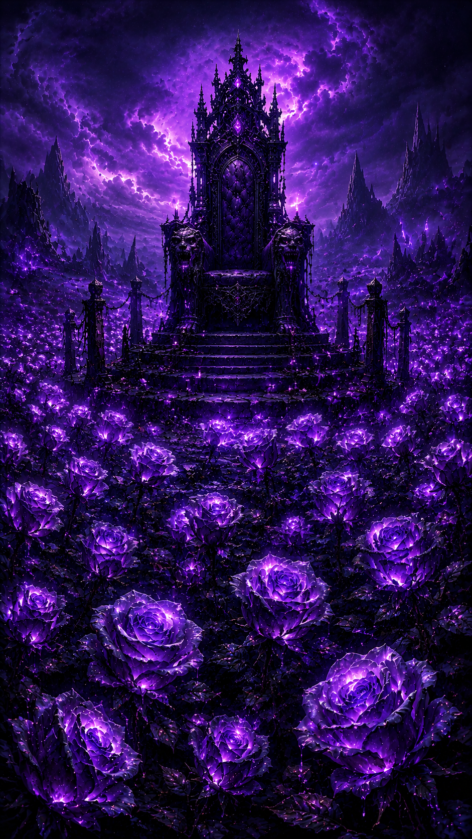 Purple Throne among Glowing Roses