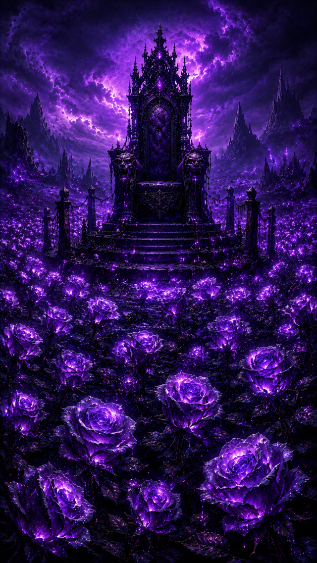 Purple Throne among Glowing Roses
