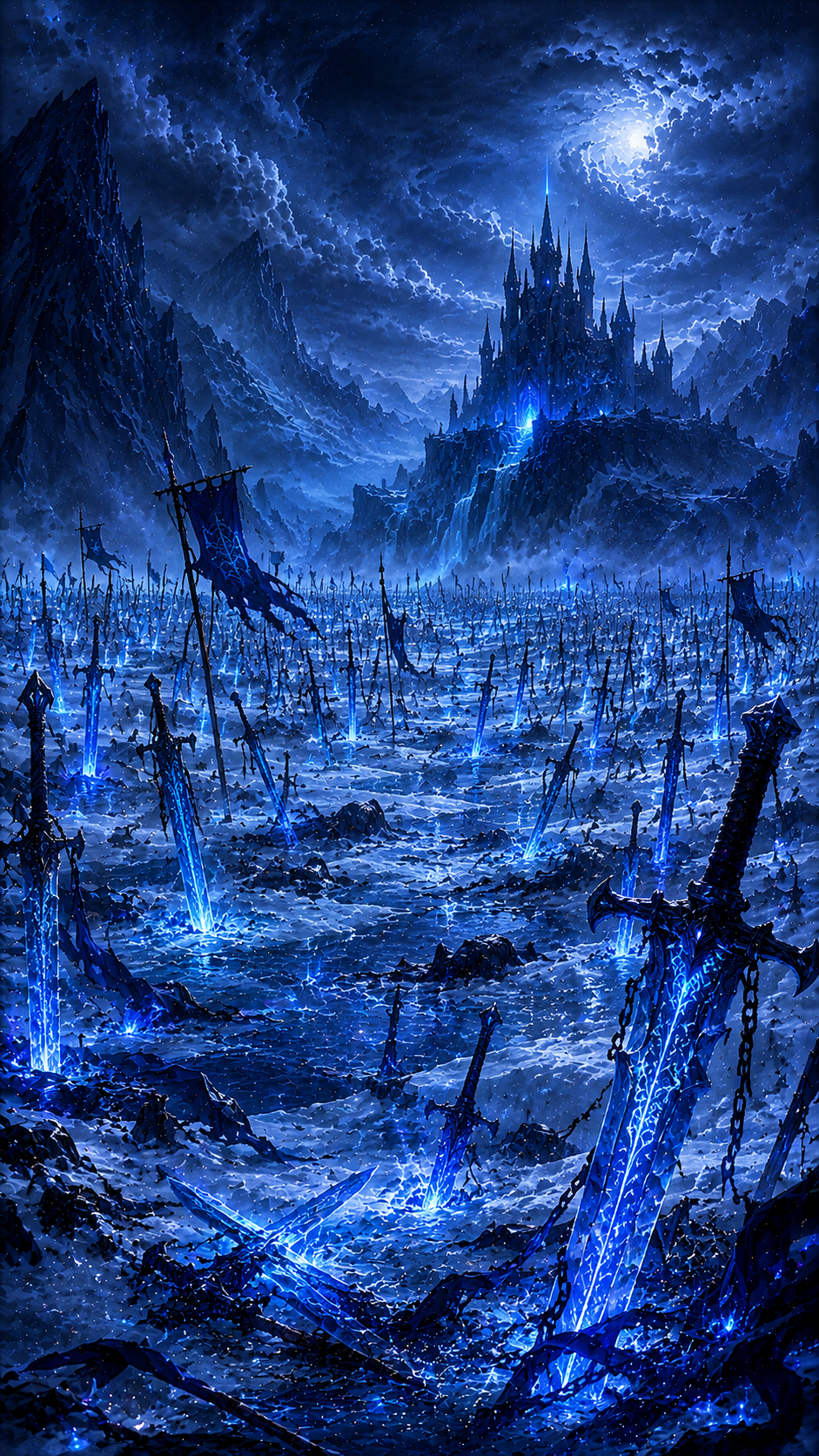 Blue Battlefield of Swords and Mist