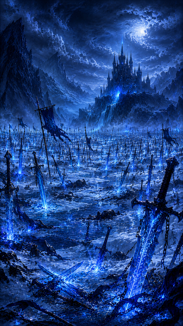 Blue Battlefield of Swords and Mist