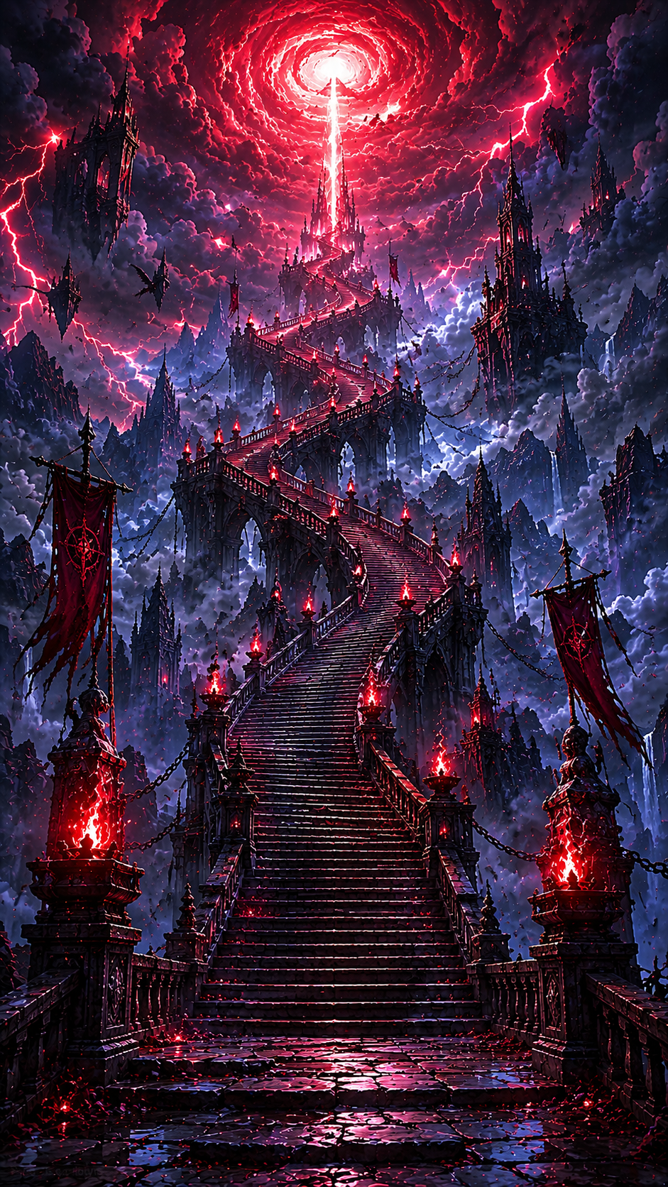 Red Stairway to A Glowing Portal