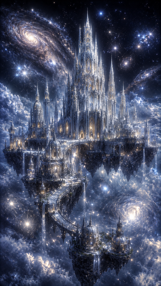 Silver Crystal Palace in Space