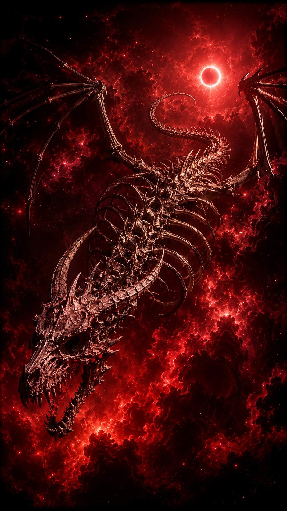 Red Skeleton Dragon in Space