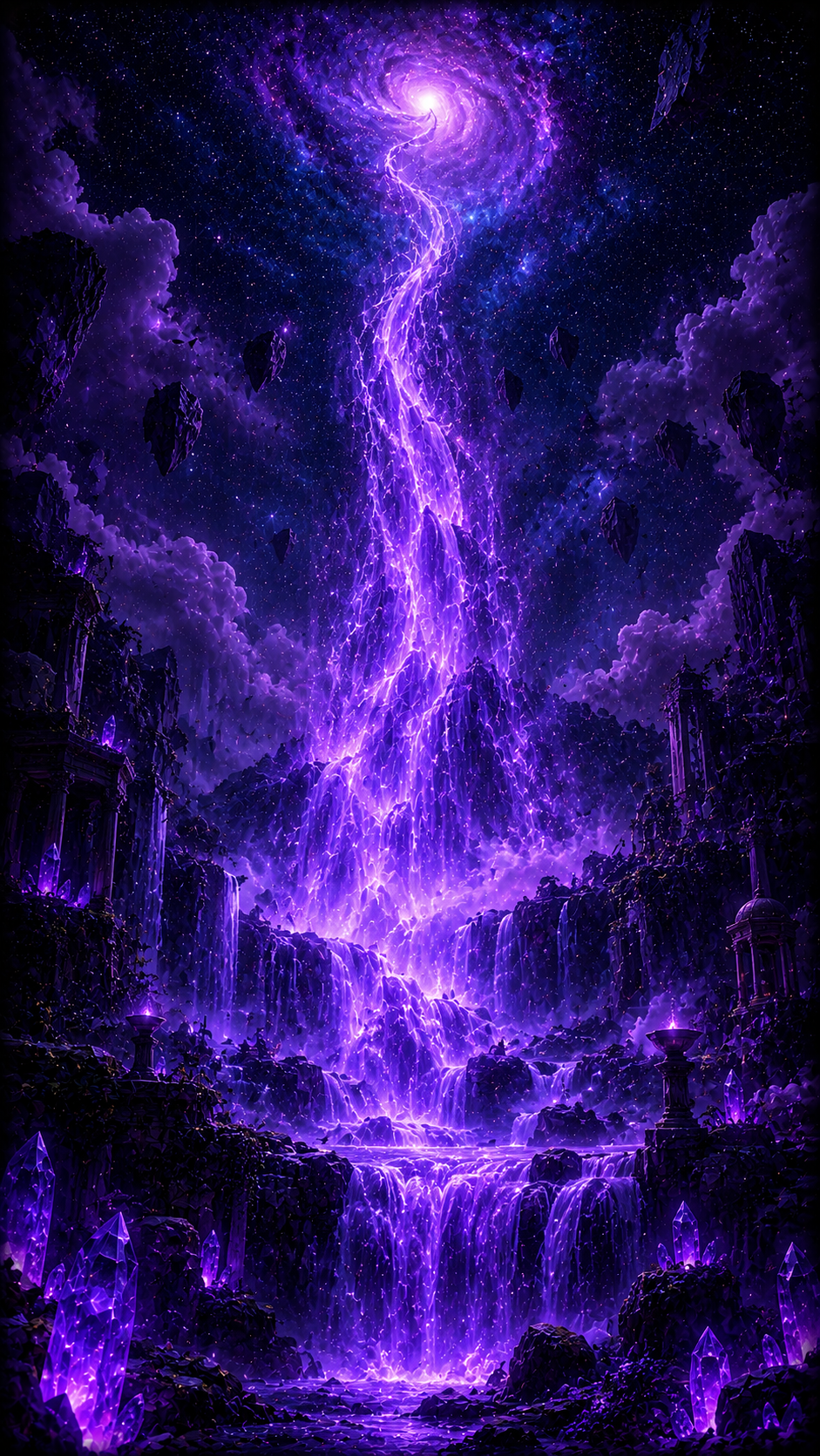 Purple Cosmic Waterfall