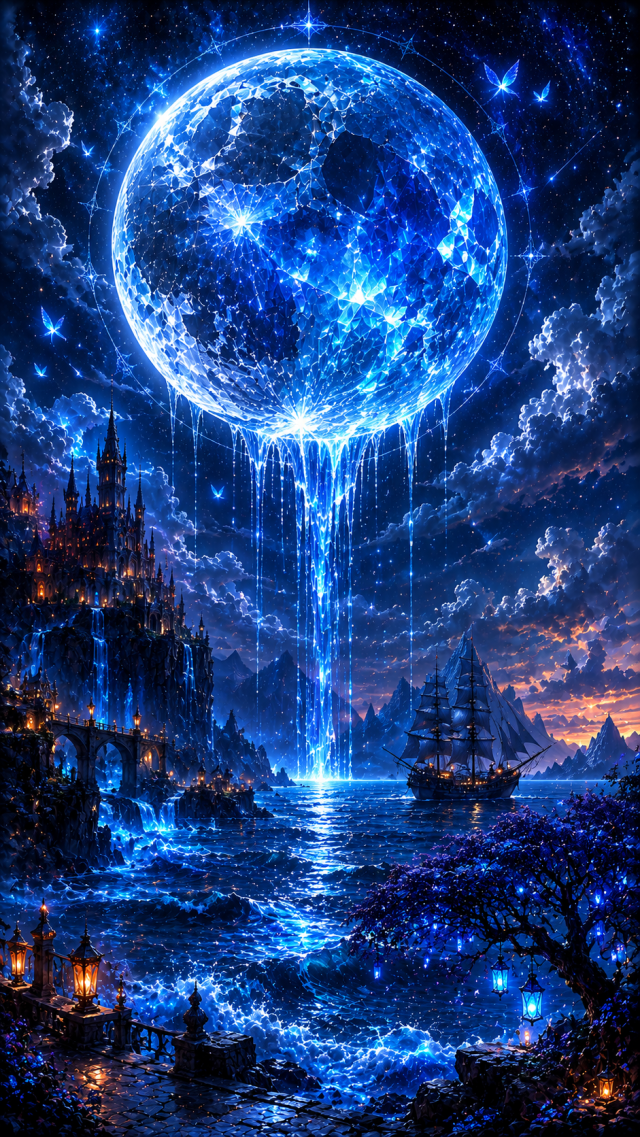 Blue Moon City over Ocean