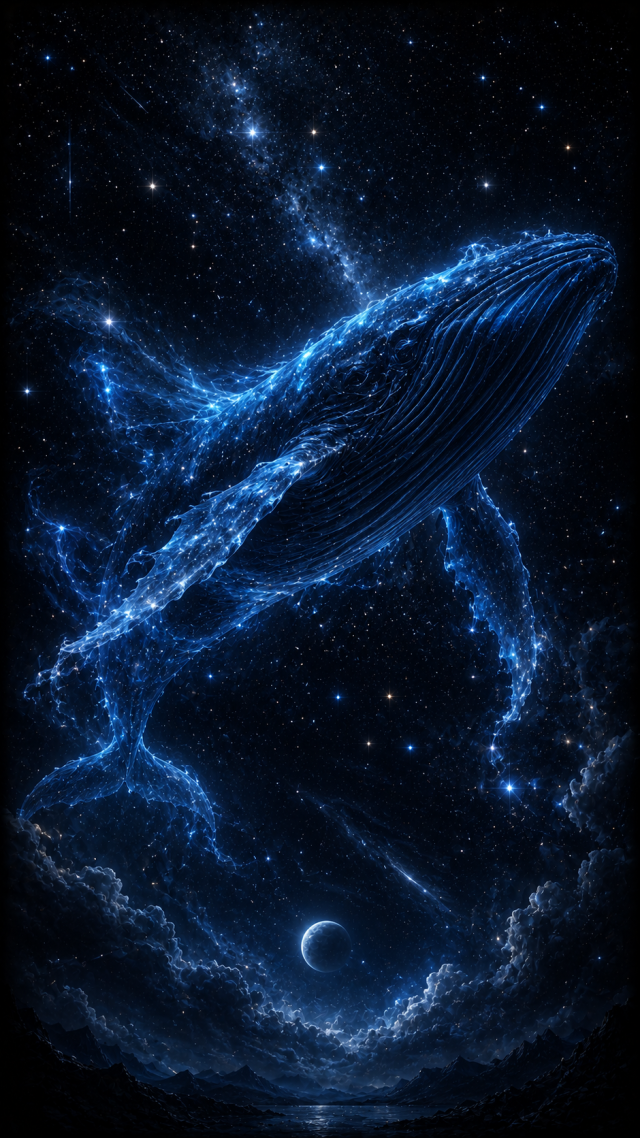 Blue Whale Spirit in Starry Space