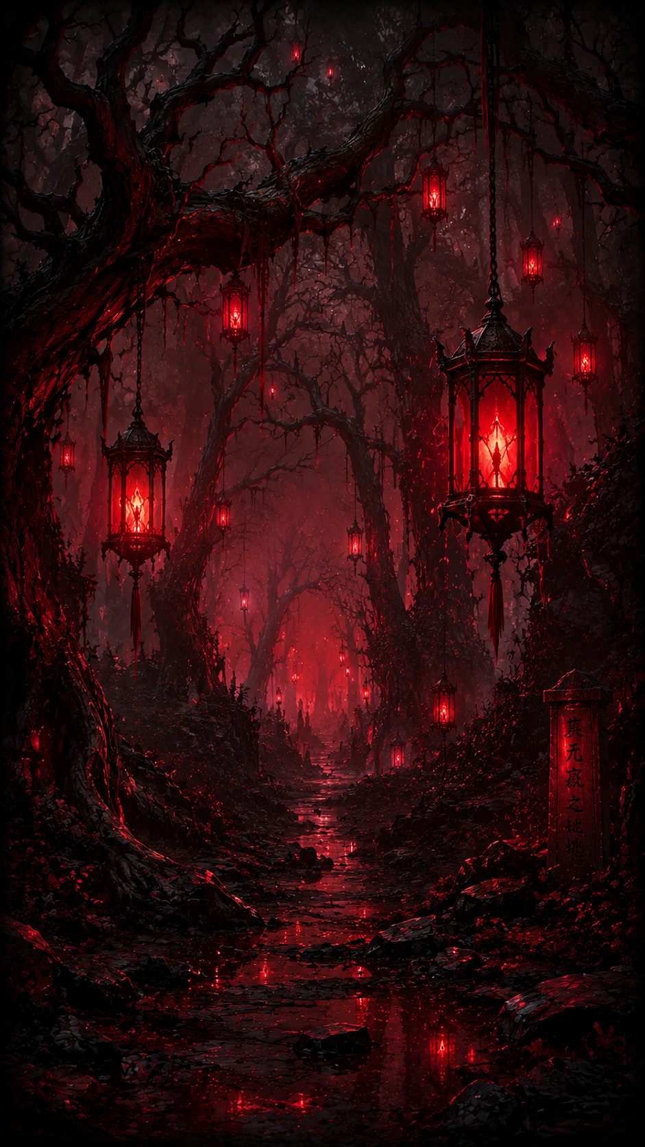 Red Lantern Forest Path