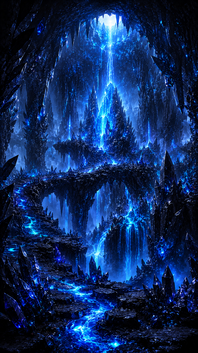 Blue Waterfall Cave Reflection
